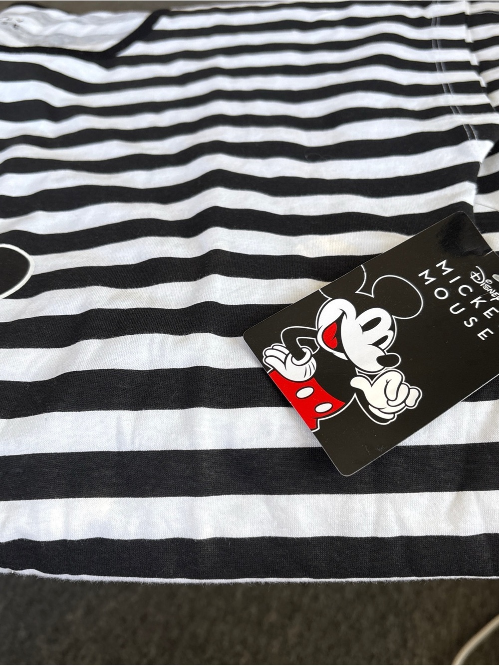 Disney Black and White Striped Mickey Mouse Tee